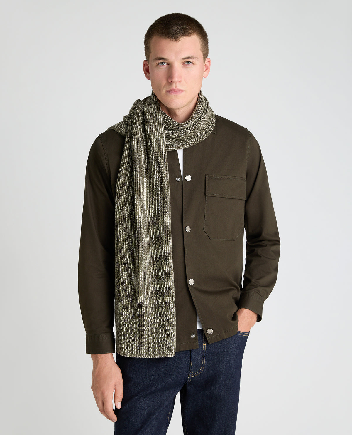 Green Rib Knit Scarf