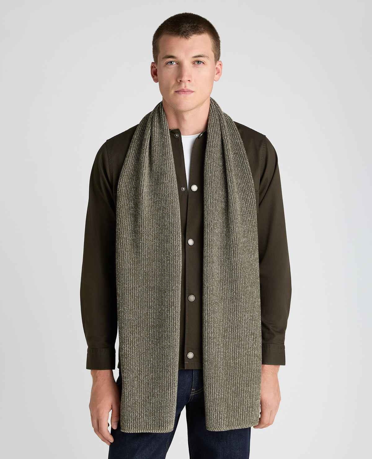 Green Rib Knit Scarf