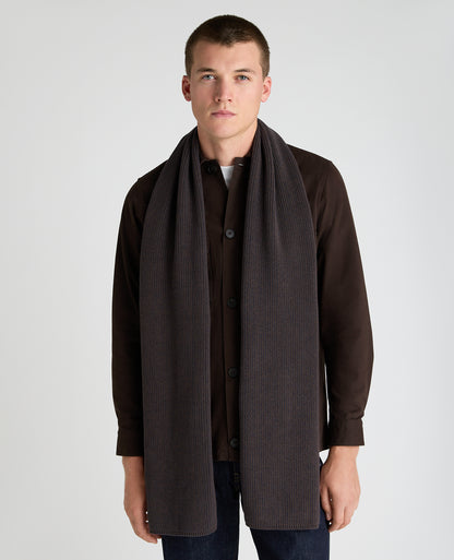 Dark Brown Rib Knit Scarf