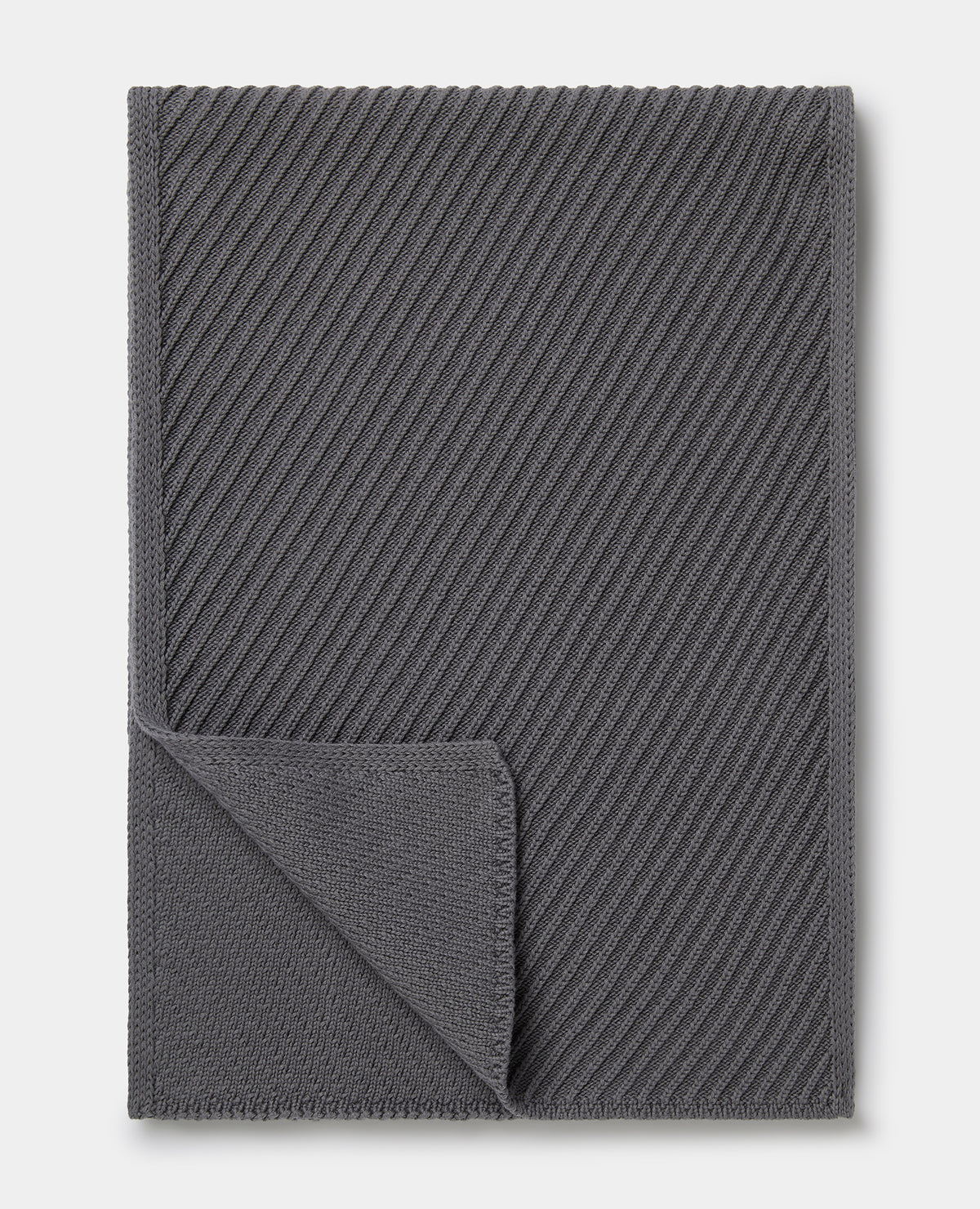 Grey Diagonal Rib Knit Scarf