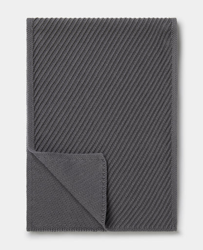 Grey Diagonal Rib Knit Scarf