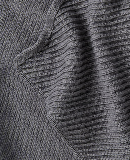 Grey Diagonal Rib Knit Scarf