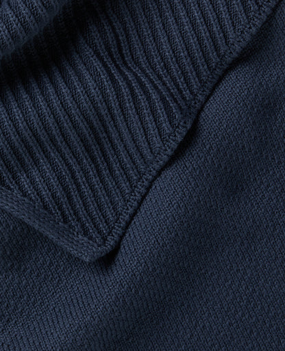 Dark Blue Diagonal Rib Knit Scarf