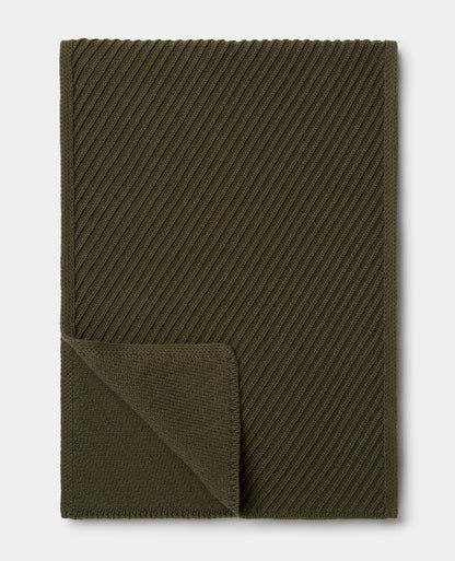 Green Diagonal Rib Knit Scarf