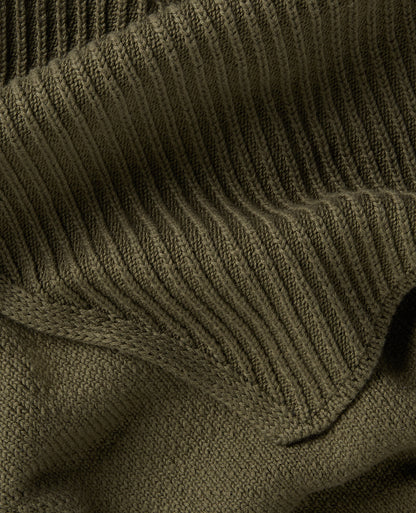 Green Diagonal Rib Knit Scarf
