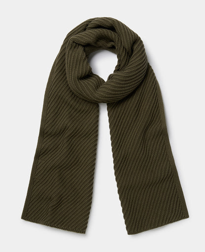 Green Diagonal Rib Knit Scarf