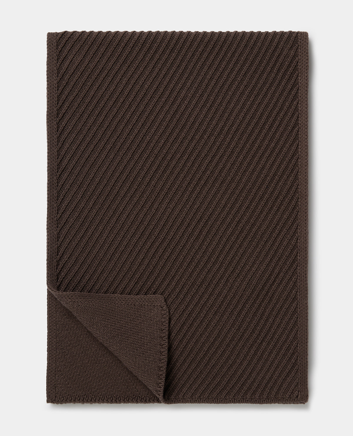 Brown Diagonal Rib Knit Scarf