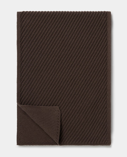 Brown Diagonal Rib Knit Scarf