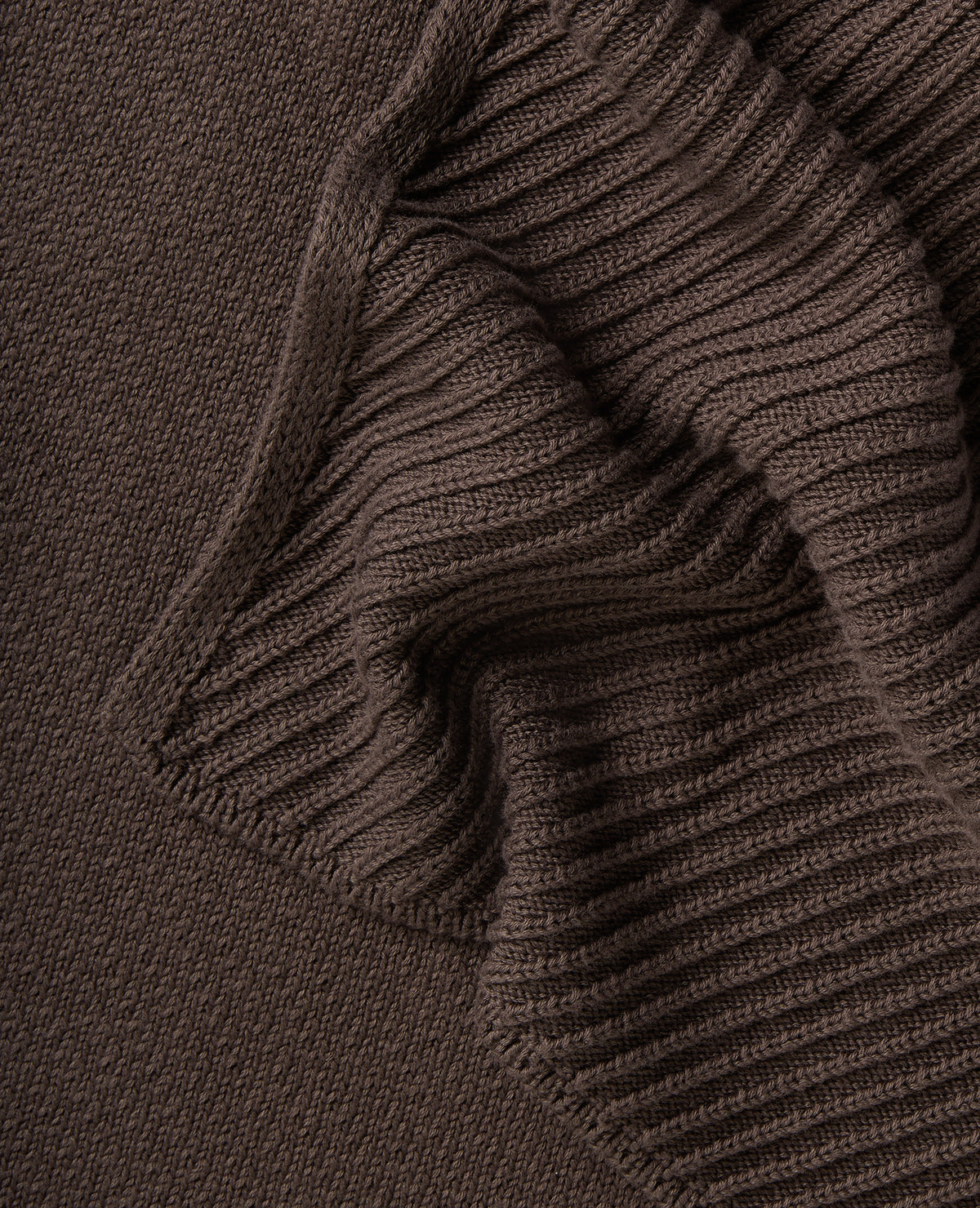 Brown Diagonal Rib Knit Scarf