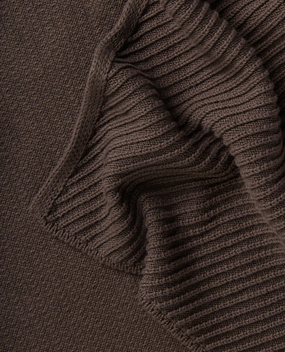 Brown Diagonal Rib Knit Scarf