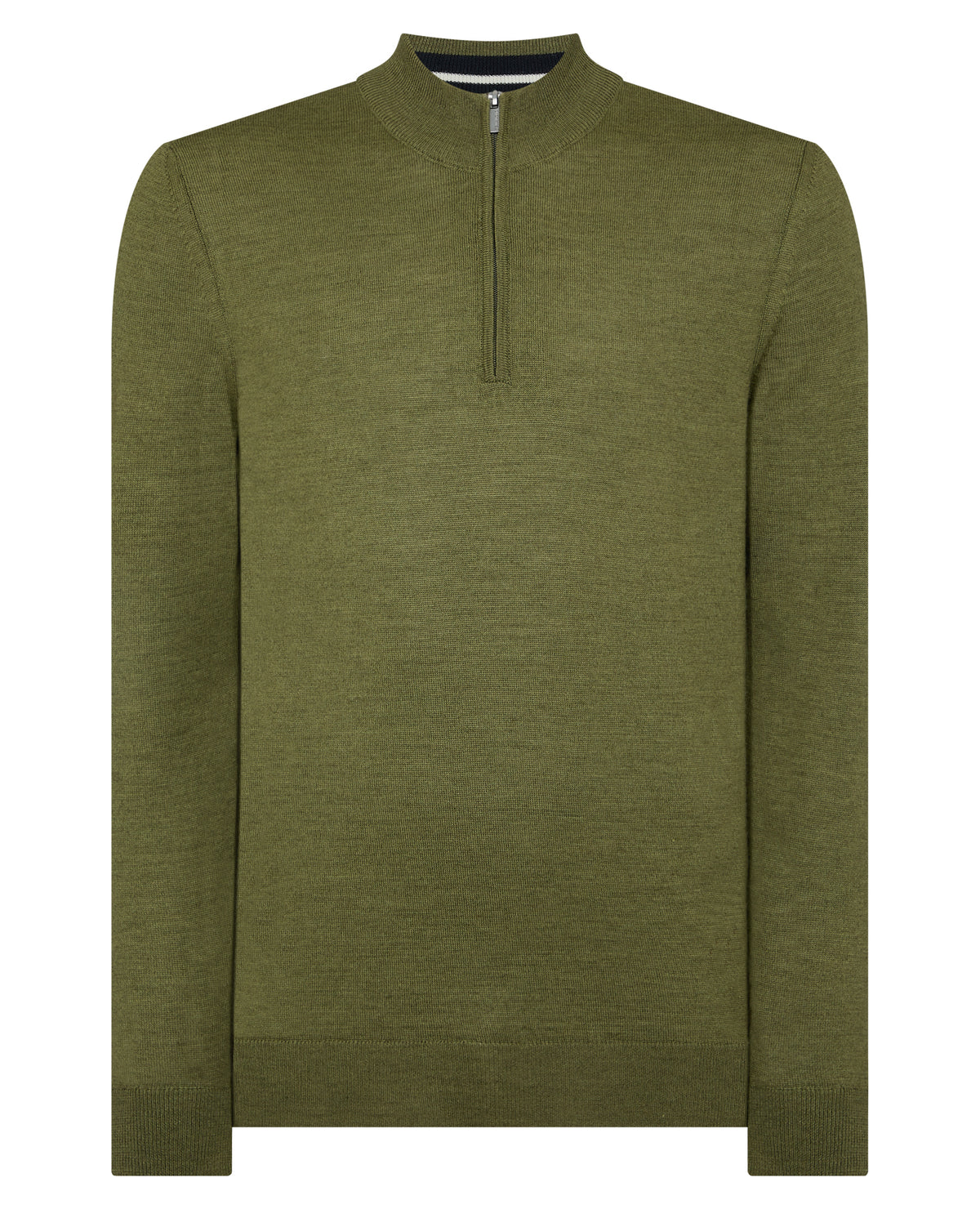 Man wearing a green Half Zip Merino Wool-Blend Sweater