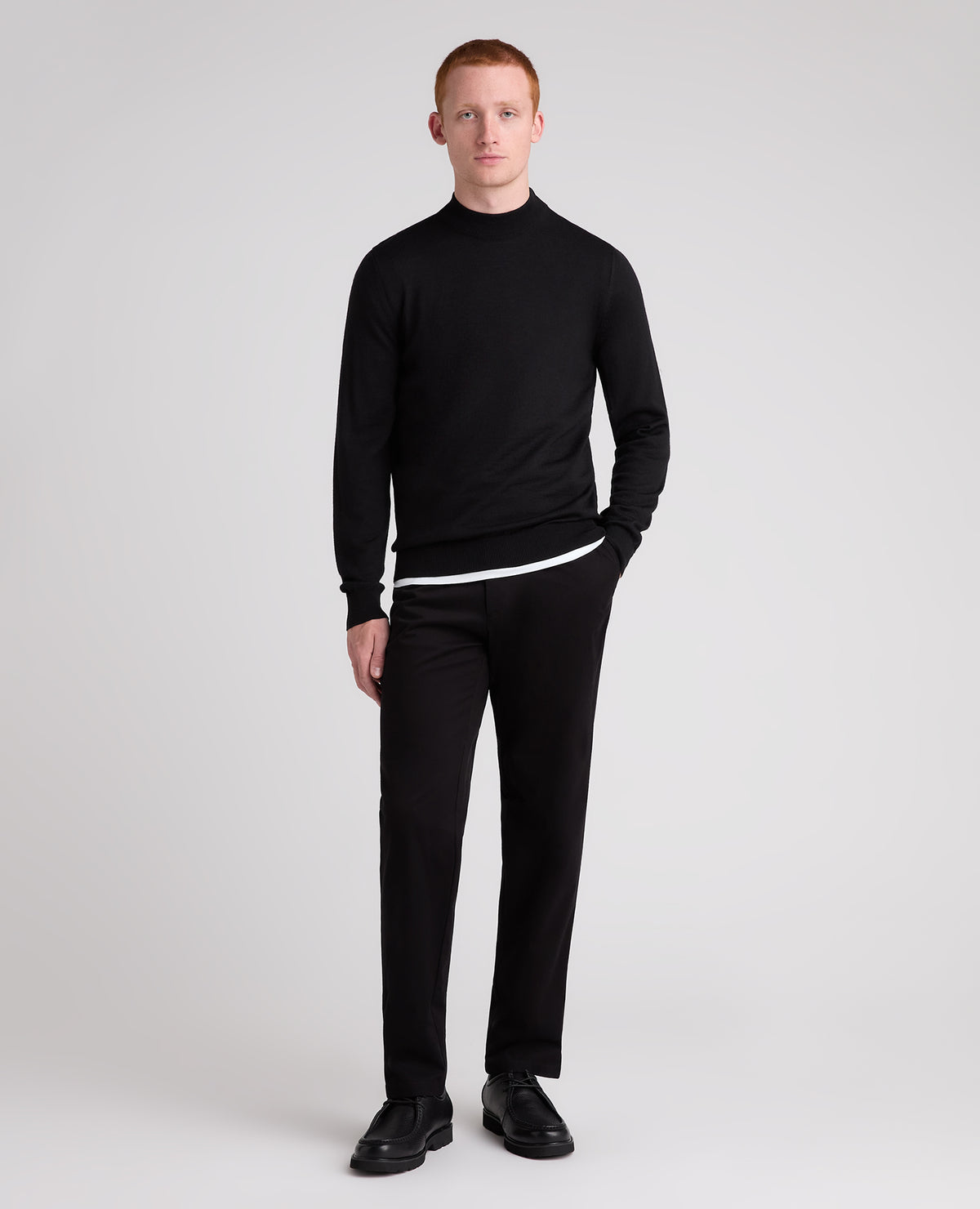 Black Mock Neck Merino Wool Blend Jumper