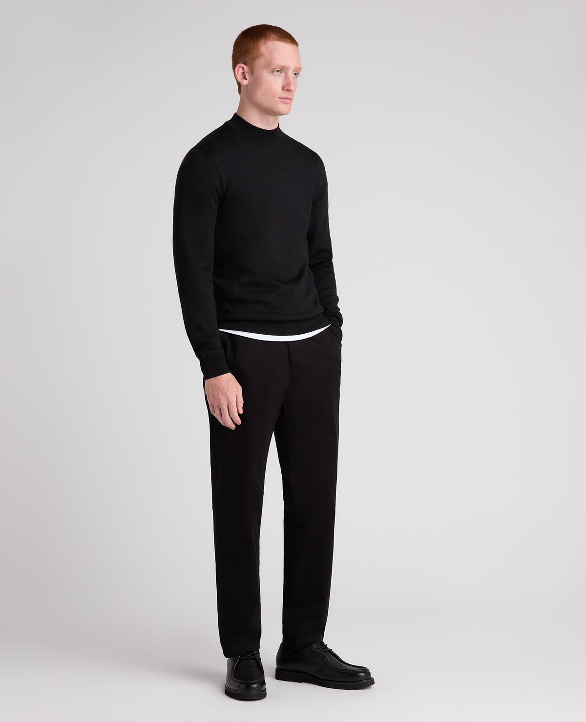 Black Mock Neck Merino Wool Blend Jumper