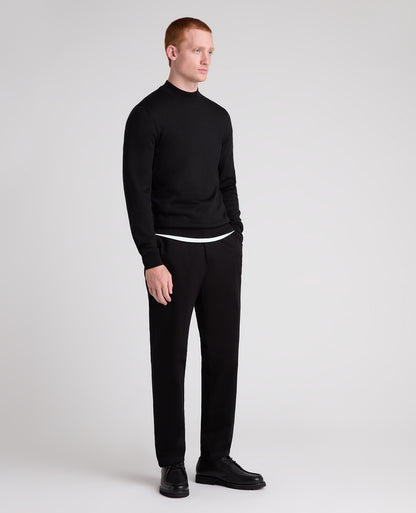 Black Mock Neck Merino Wool Blend Jumper
