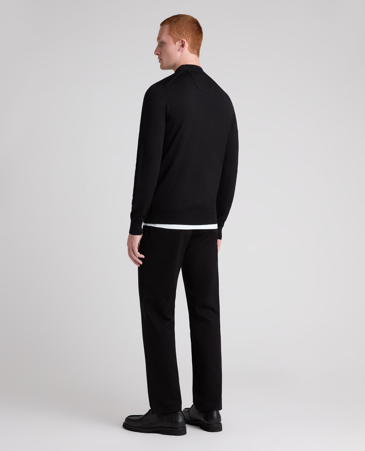 Black Mock Neck Merino Wool Blend Jumper