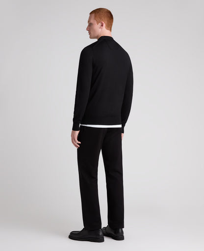 Black Mock Neck Merino Wool Blend Jumper