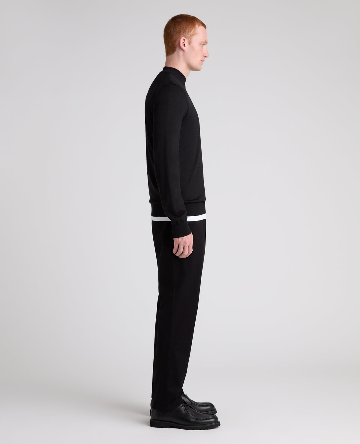 Black Mock Neck Merino Wool Blend Jumper