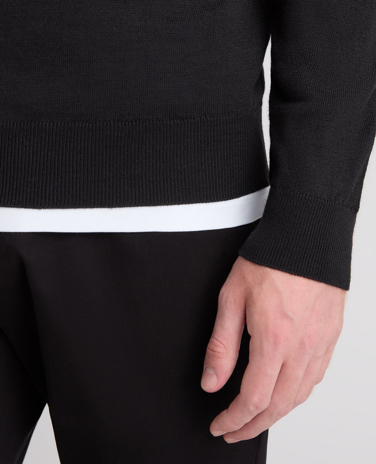 Black Mock Neck Merino Wool Blend Jumper