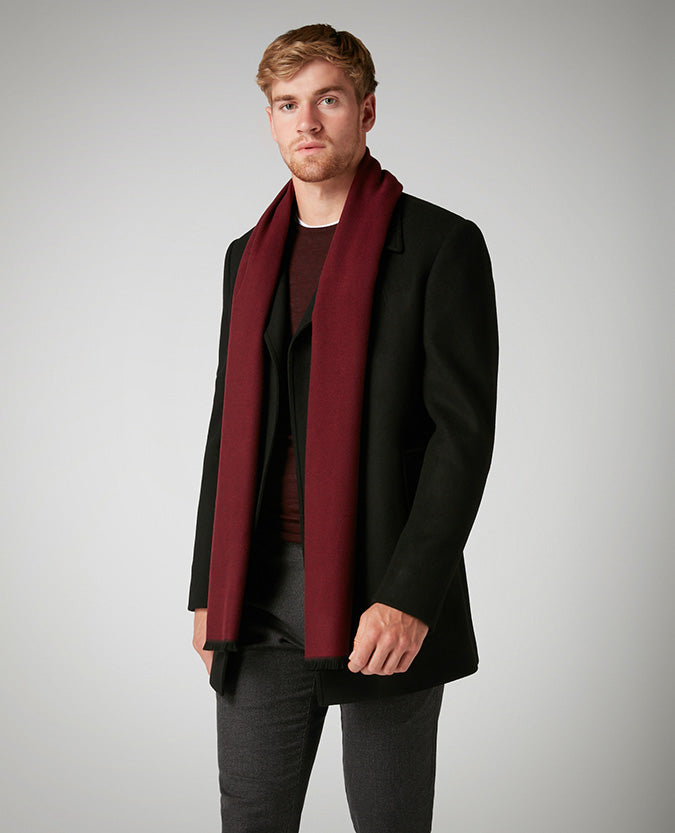 Man wearing a red Plain Scarf