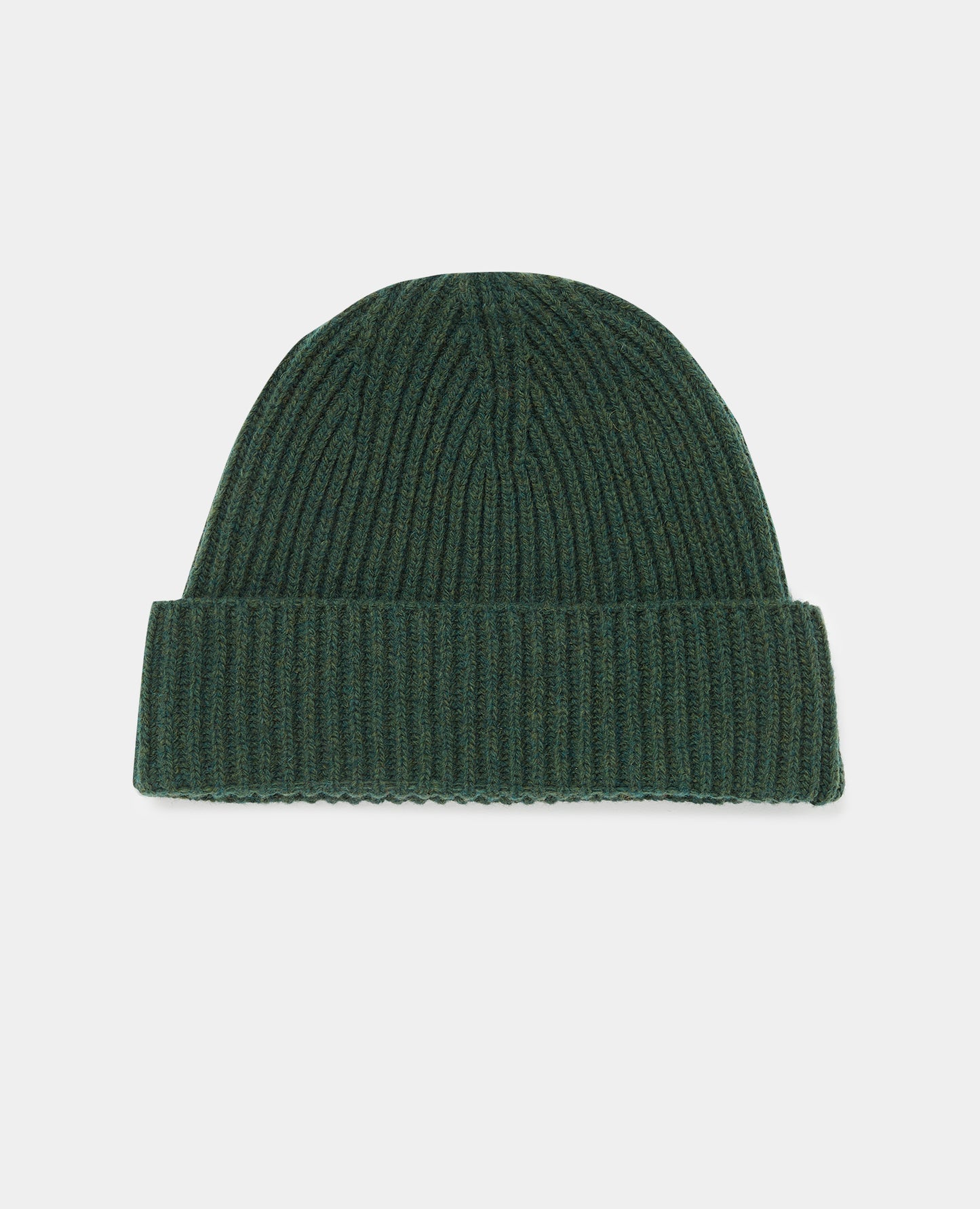 Man wearing a green Rib-Knit Wool Rich Beanie