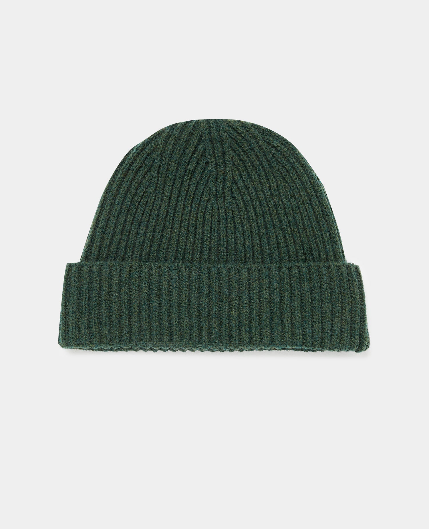 Man wearing a green Rib-Knit Wool Rich Beanie