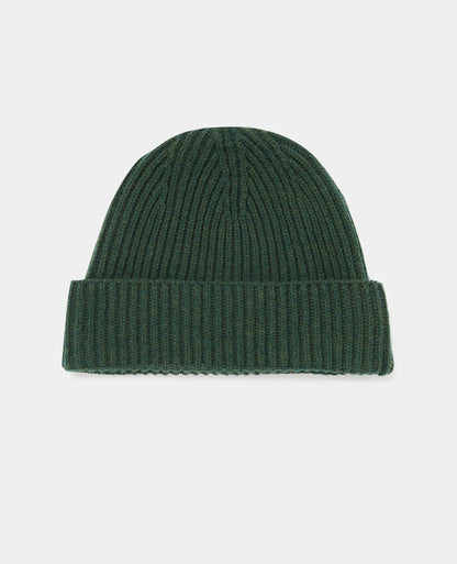 Man wearing a green Rib-Knit Wool Rich Beanie