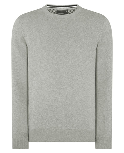Man wearing a grey Tapered Fit Cotton Crew Neck Sweater