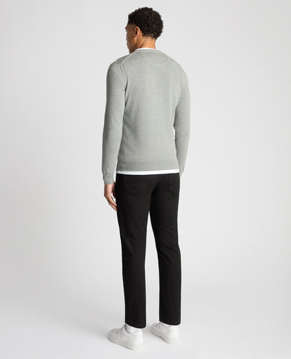 Man wearing a grey Tapered Fit Cotton Crew Neck Sweater