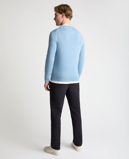 Man wearing a blue jumper