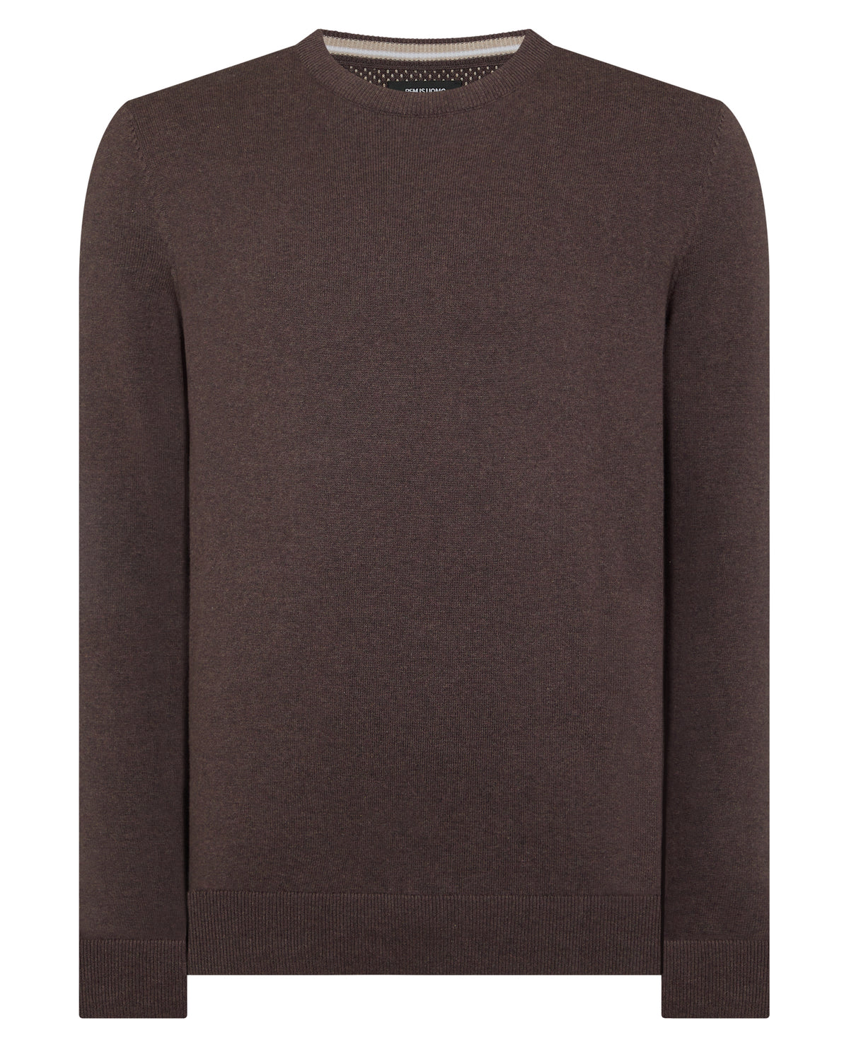 Man wearing a brown Crew Neck Cotton Sweater