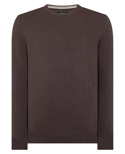 Man wearing a brown Crew Neck Cotton Sweater