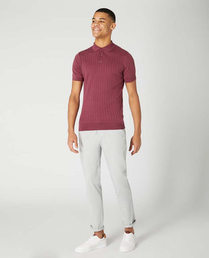 Slim Fit Knitted Cotton Short Sleeve Polo Shirt