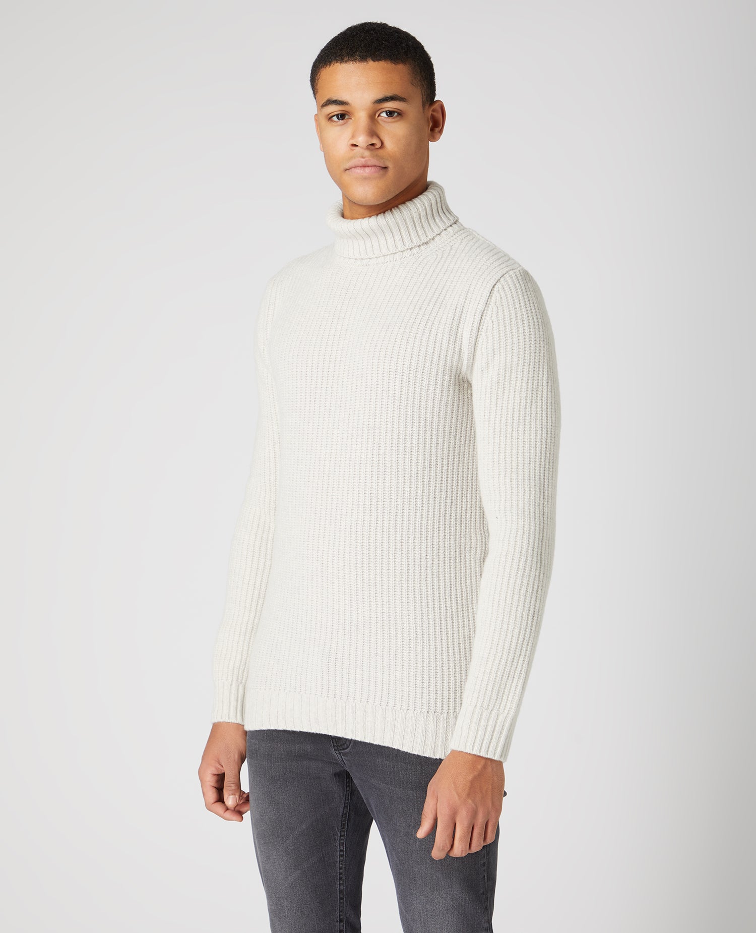 Tapered Fit Wool-Rich Roll Neck Sweater