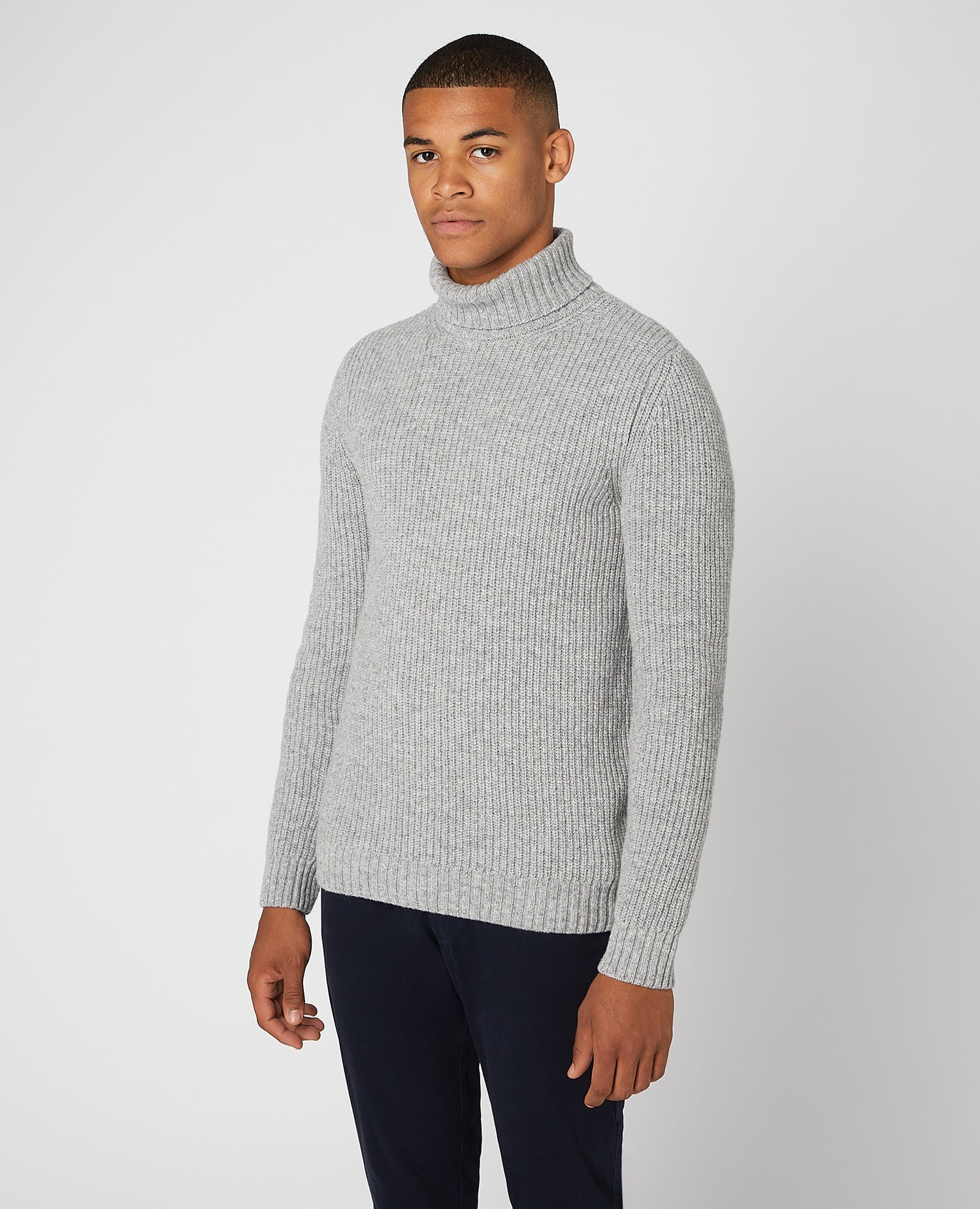 Tapered Fit Wool-Rich Roll Neck Sweater