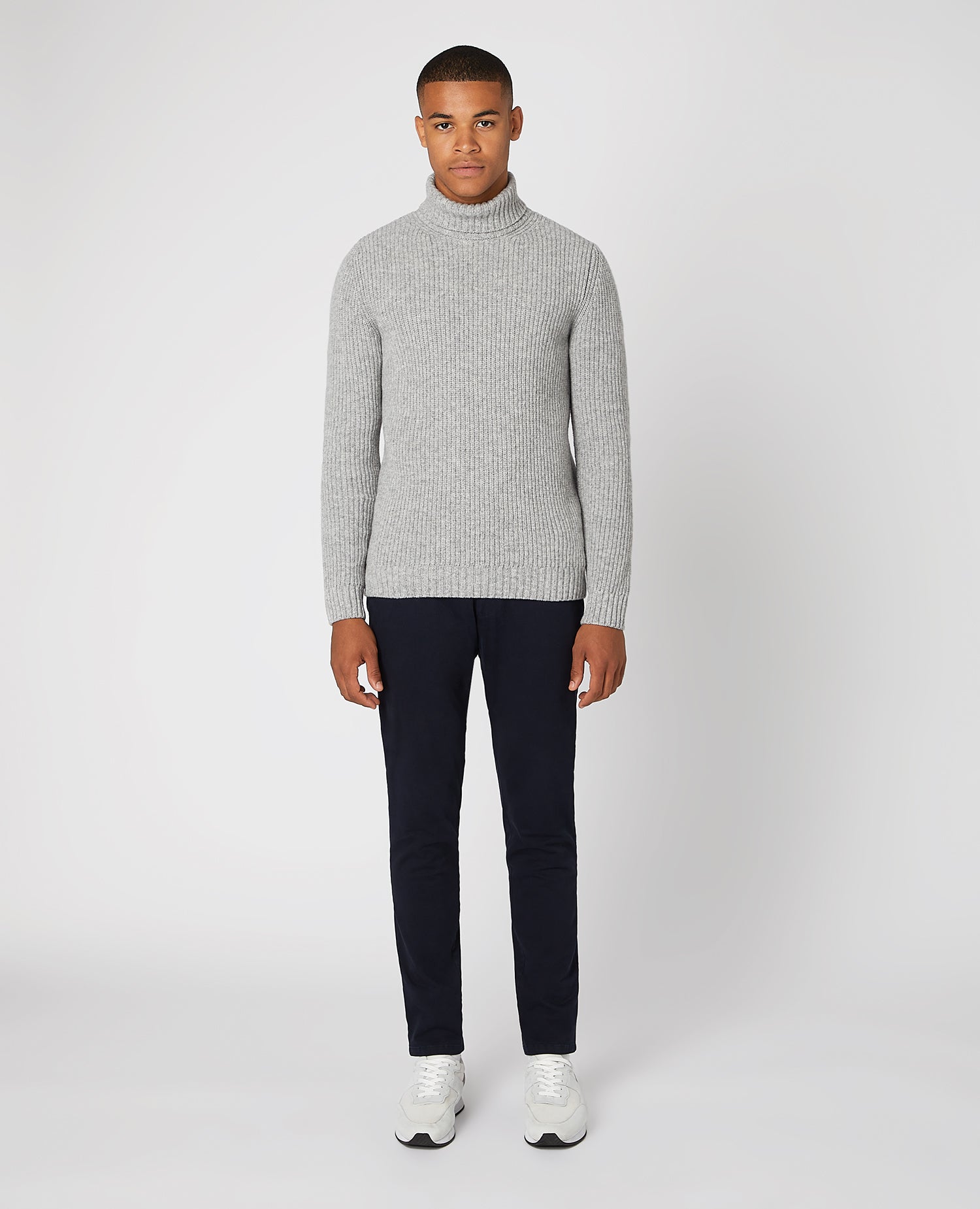 Tapered Fit Wool-Rich Roll Neck Sweater
