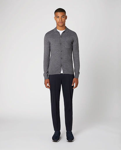 Slim Fit Merino Wool-Blend Knitted Shirt