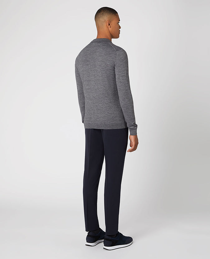 Slim Fit Merino Wool-Blend Knitted Shirt
