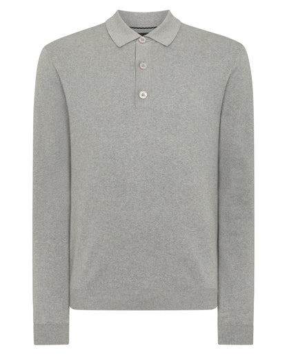 Man wearing a grey Relaxed Fit Cotton Knitted Polo