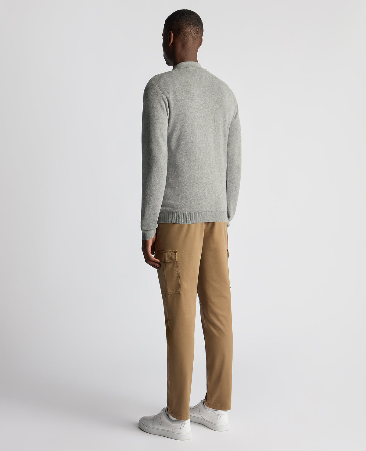 Man wearing a grey Relaxed Fit Cotton Knitted Polo