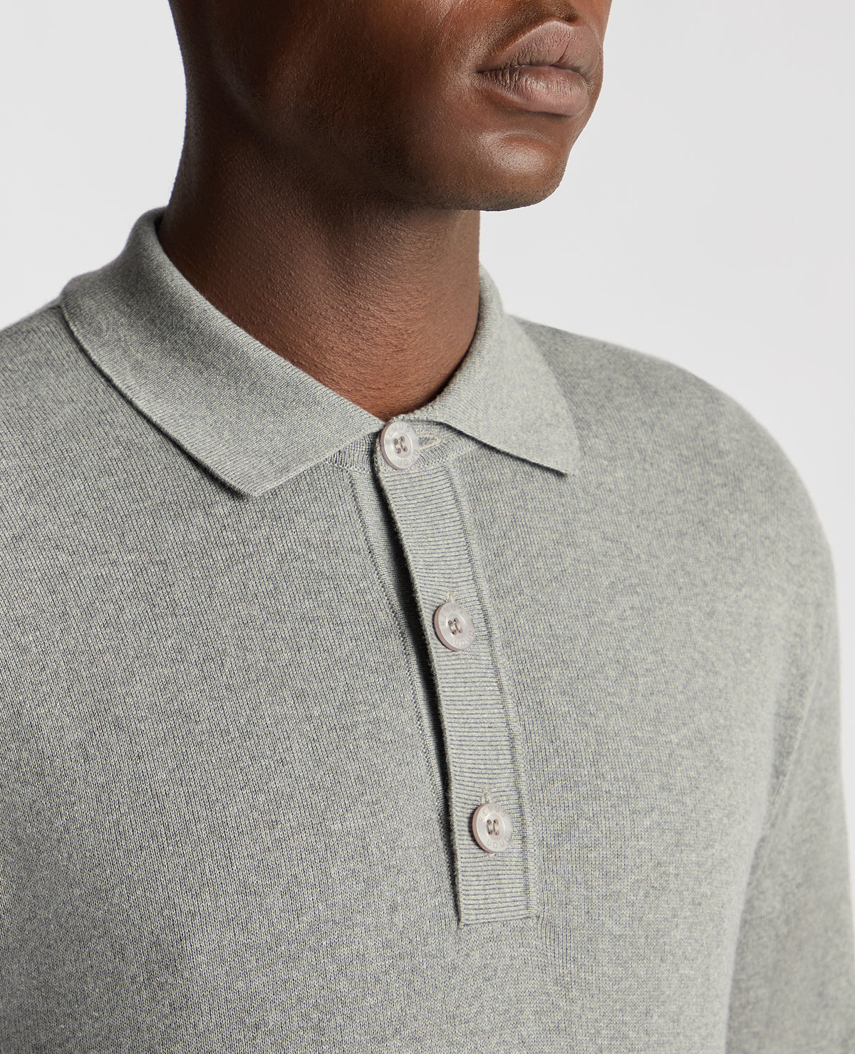 Man wearing a grey Relaxed Fit Cotton Knitted Polo