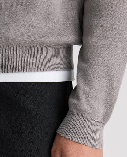 Grey Button Up Cotton Knit Polo