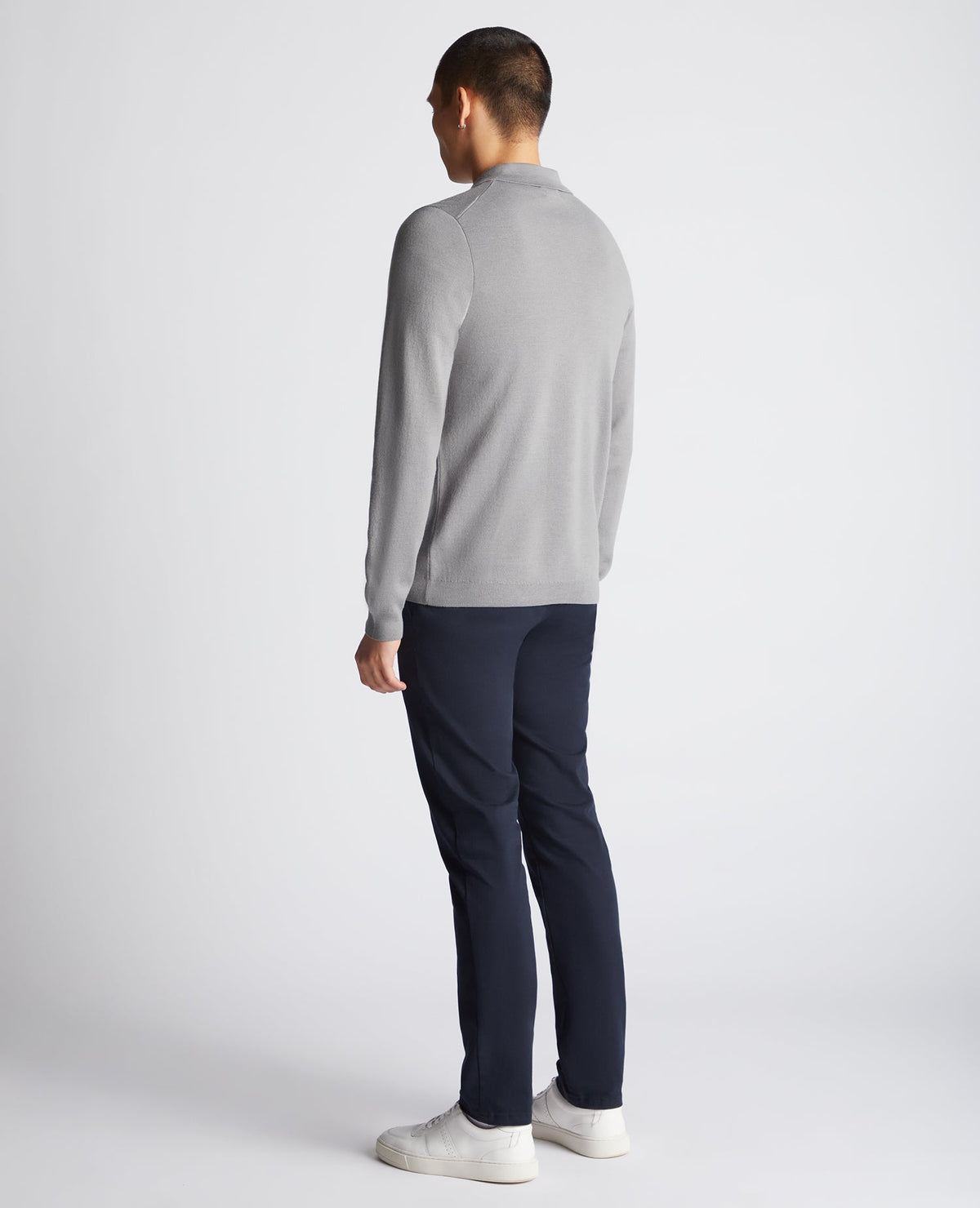 Man wearing a grey Slim Fit Long Sleeve Cardigan