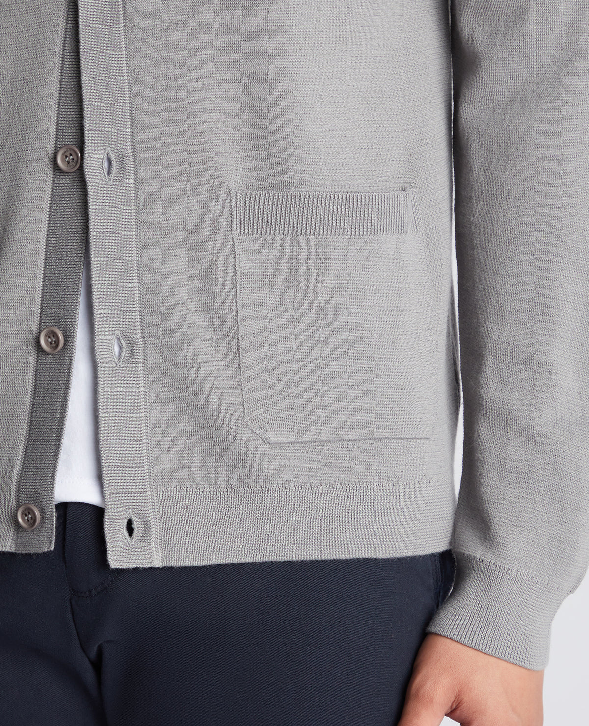 Man wearing a grey Slim Fit Long Sleeve Cardigan