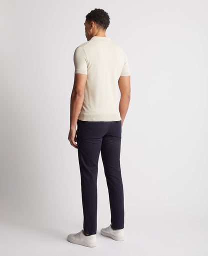 Man wearing a sand Knitted Short-Sleeve Polo