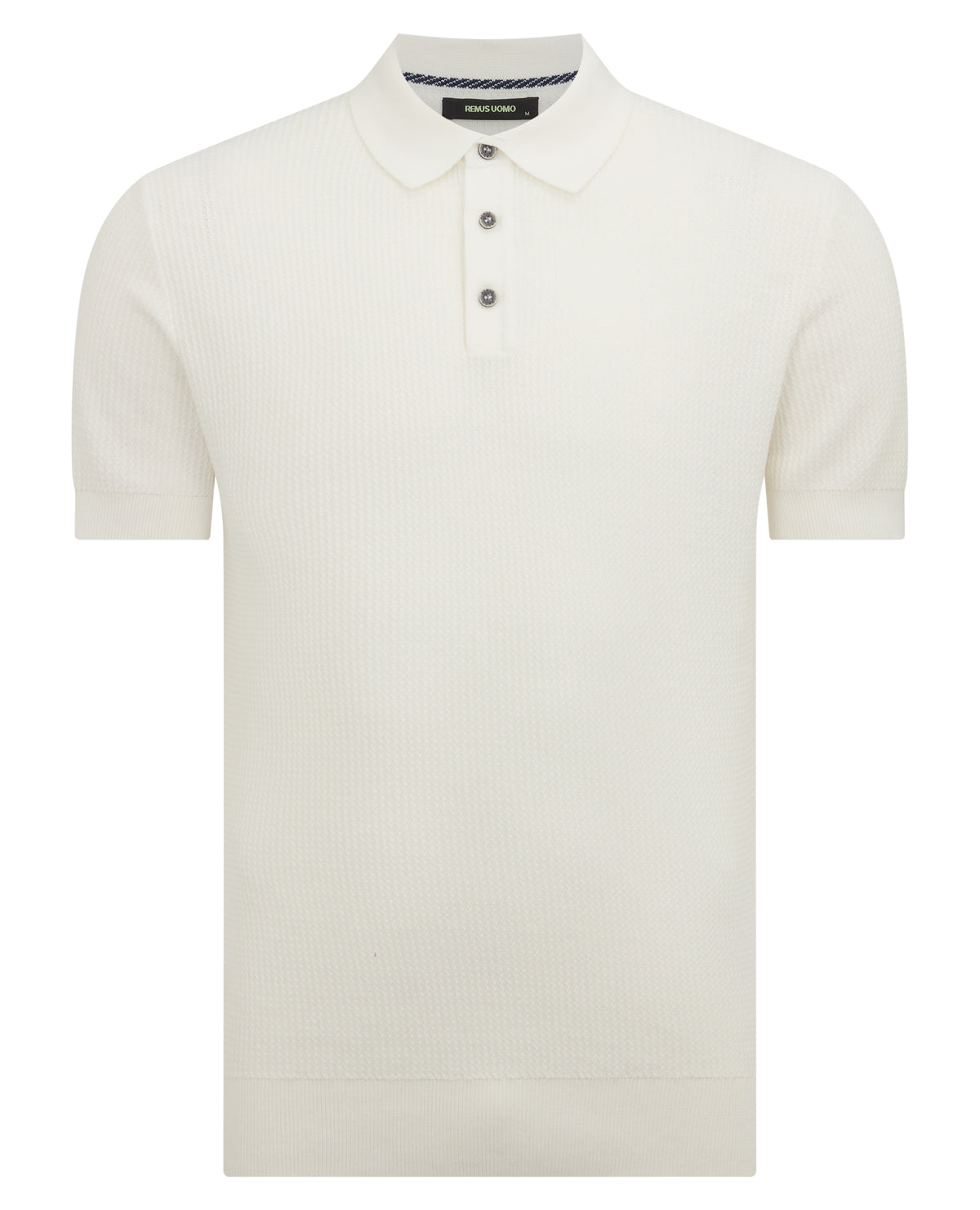 Man wearing a white Slim Fit Cotton Interest Fabric Polo Shirt