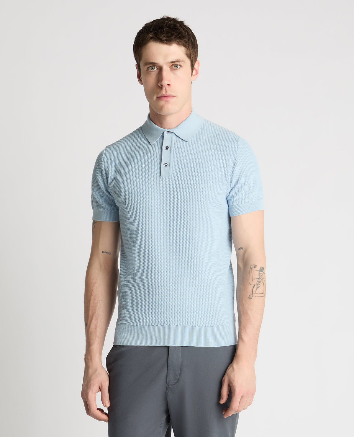 Man wearing a blue jumper