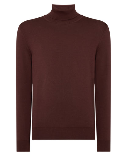 Man wearing a brown Roll Neck Cotton Sweater