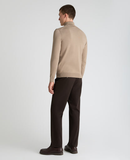 Stone Roll Neck Ribbed Cotton Jumper