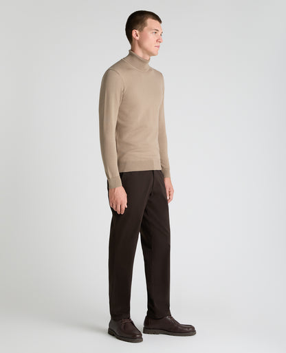 Stone Roll Neck Ribbed Cotton Jumper
