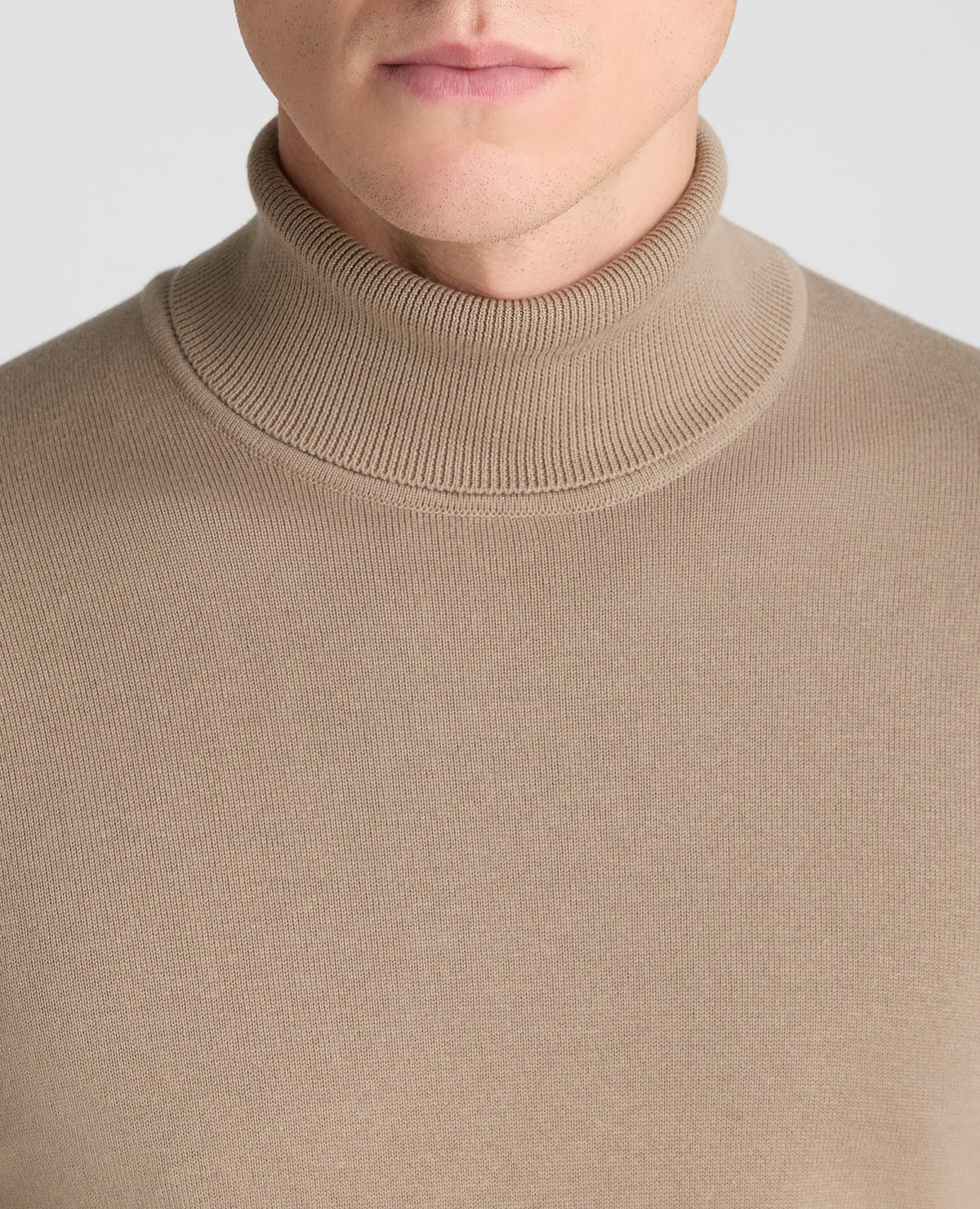 Stone Roll Neck Ribbed Cotton Jumper
